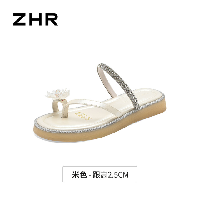 13531293.【ZHR则则】平底拖鞋夹趾套脚平底女鞋[PU+羊京绒]
