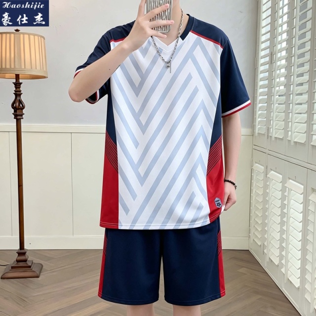 13537450.《冰爽透气》夏季冰感透气运动套装冰丝速干短袖短裤百搭两件套