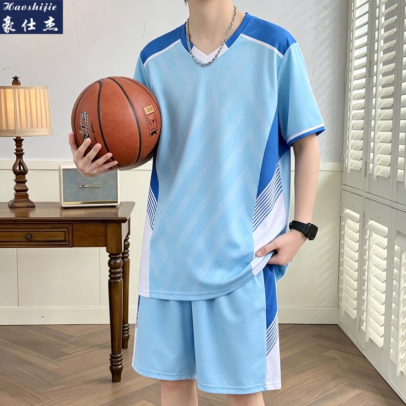 13537450.《冰爽透气》夏季冰感透气运动套装冰丝速干短袖短裤百搭两件套