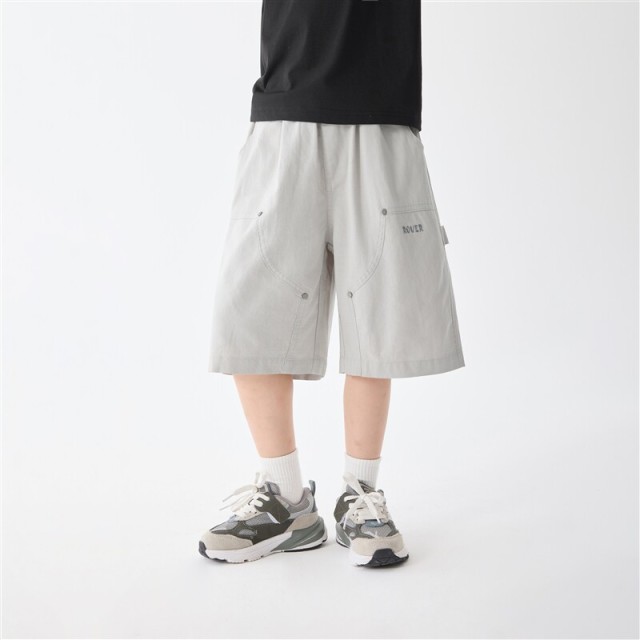 13692751.海妈家童装男童短裤夏薄款2026新款儿童铆钉五分裤中大童休闲裤潮