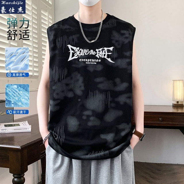 13539659.《简约时尚》夏季新款舒适透气男背心圆领无袖T恤潮流百搭