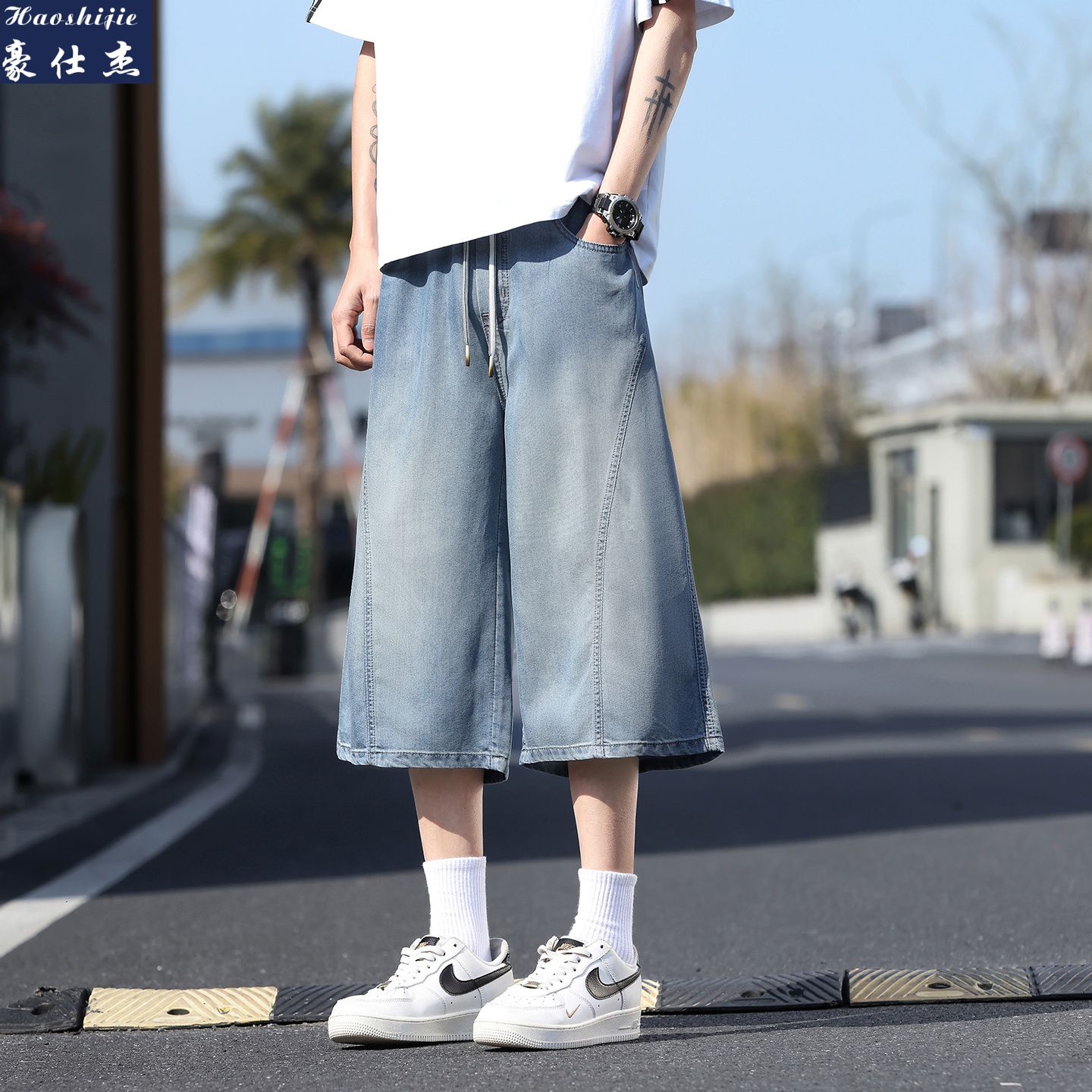 13539665.《百搭潮流》夏季新款舒适透气休闲百搭牛仔天丝七分裤