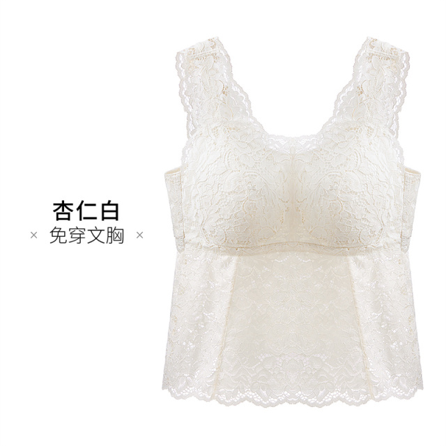 13539005.薄款大胸美背文胸一体背心女大码蕾丝内衣