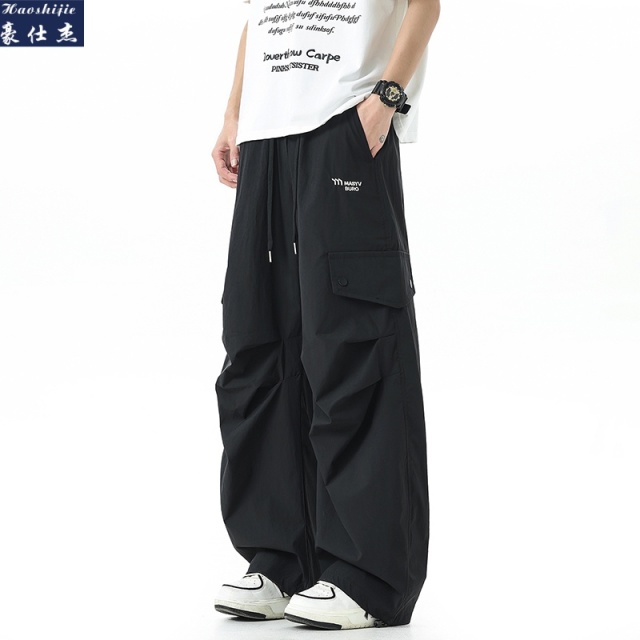 13540393.《休闲时尚》夏季新款潮流青少年工装直筒百搭休闲裤弯刀裤子