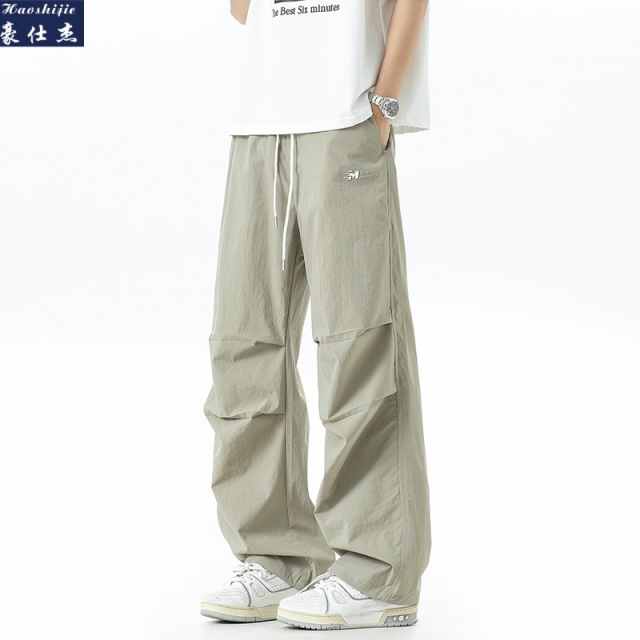 13540396.《百搭潮流》夏季新款潮流青少年工装直筒百搭休闲裤弯刀裤子