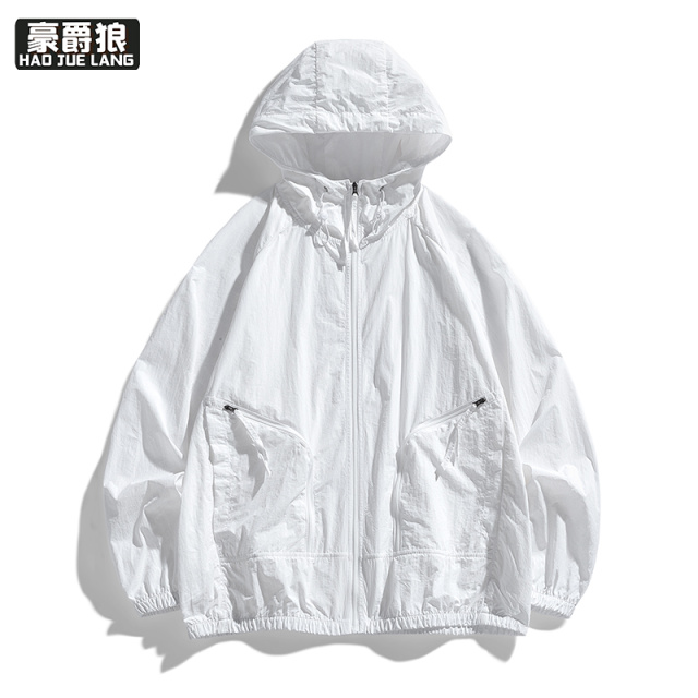 13551007.时尚防晒夹克男夏季轻薄透气连帽外套男青少年冰丝凉感钓鱼防晒服
