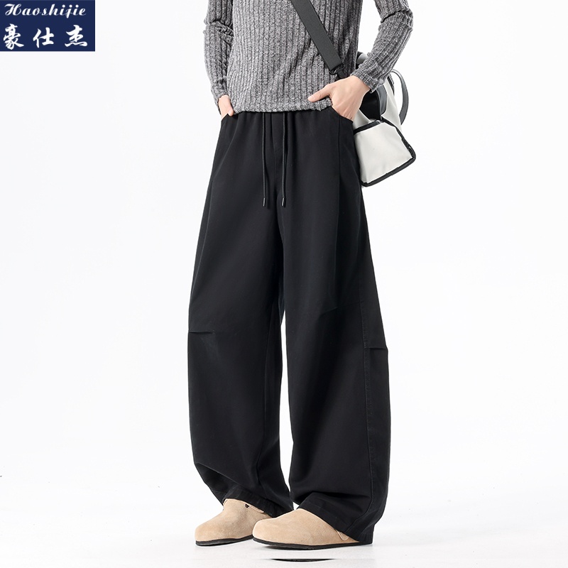 13551077.《纯棉百搭潮流》春秋纯棉休闲裤男美式弯刀工装裤宽松时尚百搭立体