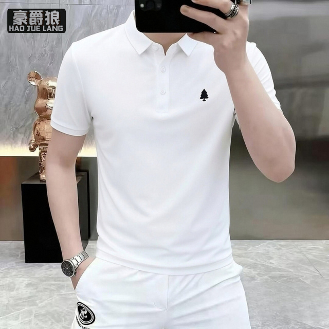 13551052.青年精致翻领POLO衫男款修身商务休闲气质男装短袖T恤夏季半袖衫