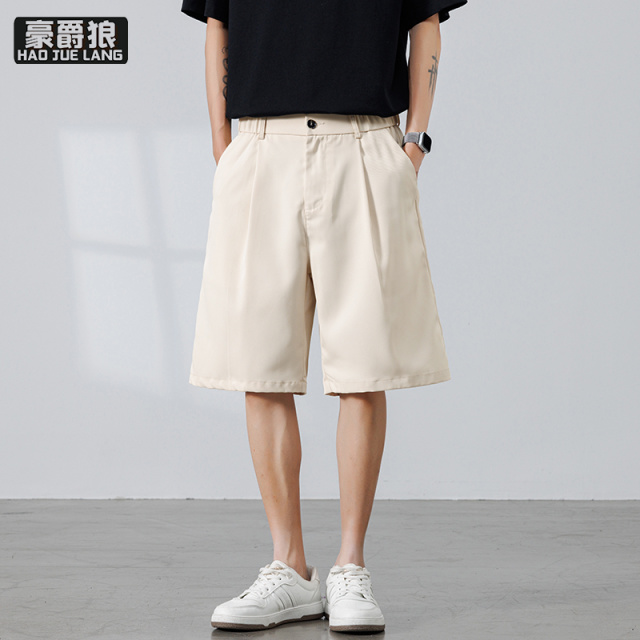13551036.男士西装短裤高级感夏季商务新款休闲风五分裤子男款直筒裤