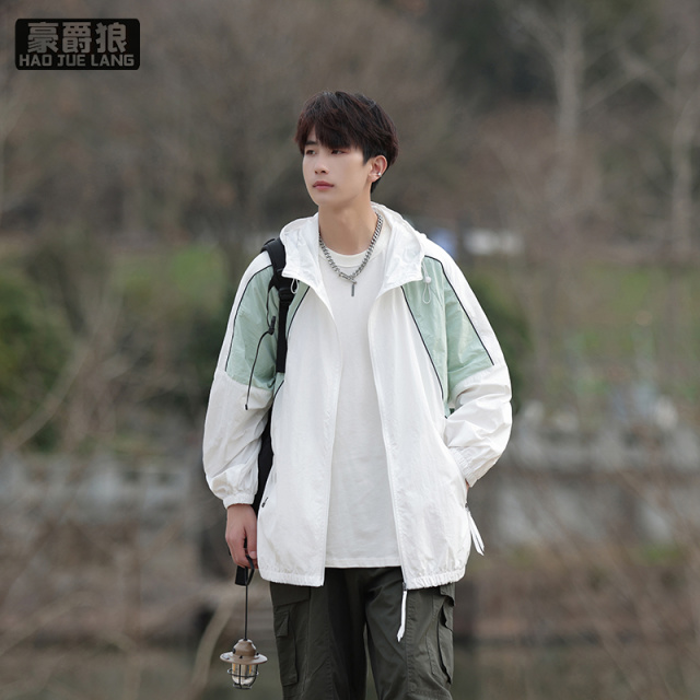13551009.轻薄透气防晒服男青少年夏季拼色夹克男生冰丝凉感潮流帅气防晒衣