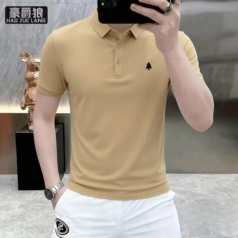 13551052.青年精致翻领POLO衫男款修身商务休闲气质男装短袖T恤夏季半袖衫