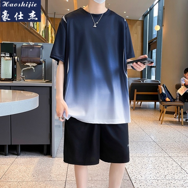 13583708.《舒适透气》夏季新款冰丝速干透气男女休闲跑步训练运动服套装