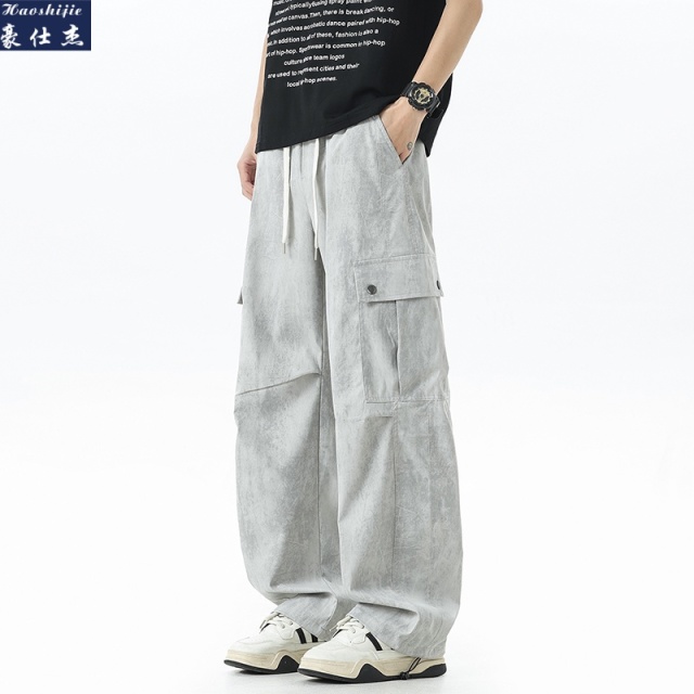 13583713.《时髦百搭》夏季新款青少年工装直筒百搭休闲裤弯刀裤子