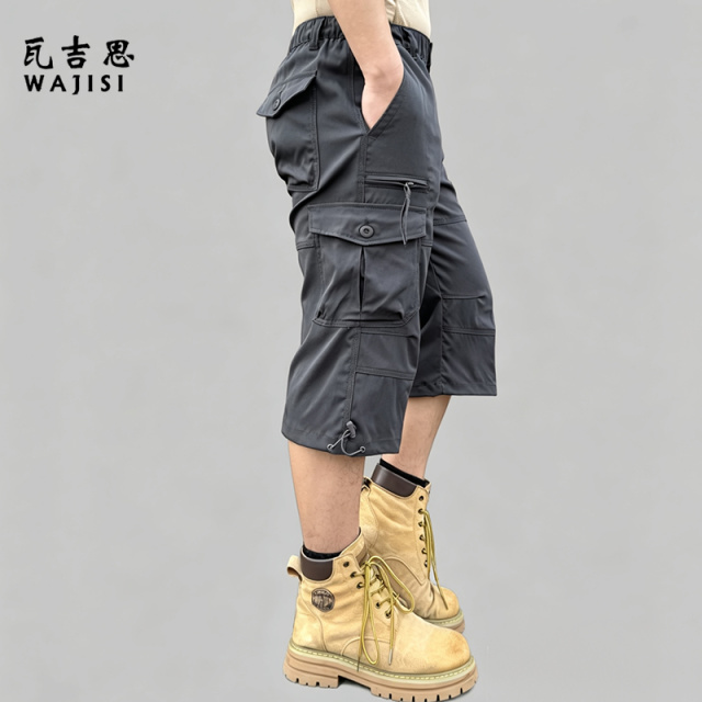 13585736.夏季七分裤男宽松休闲多口袋7分中裤工装短裤休闲宽松短裤潮