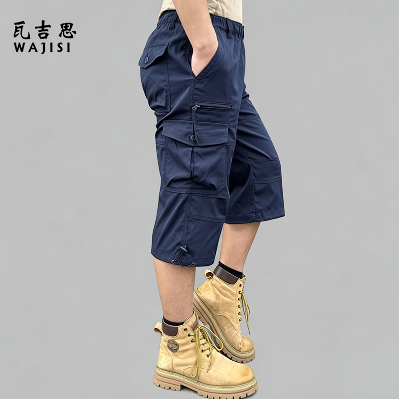 13585736.夏季七分裤男宽松休闲多口袋7分中裤工装短裤休闲宽松短裤潮