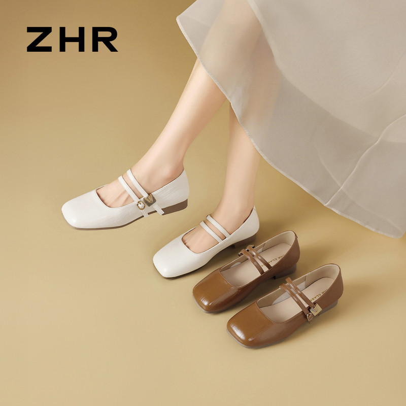 13591135.【ZHR则则】平底玛丽珍鞋方头套脚平底女鞋[羊皮软垫]