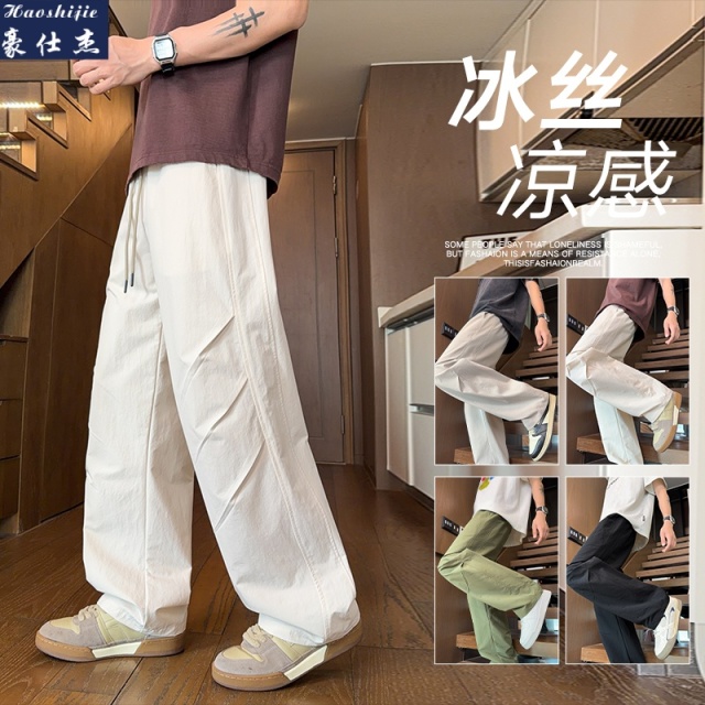 13591277.《休闲潮流》夏季新款冰丝裤休闲宽松潮流男裤