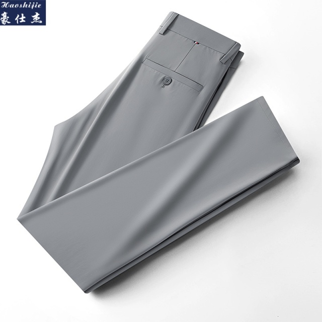 13591278.《百搭潮流》夏季休闲裤男牛奶丝高弹商务西裤薄款冰丝男裤