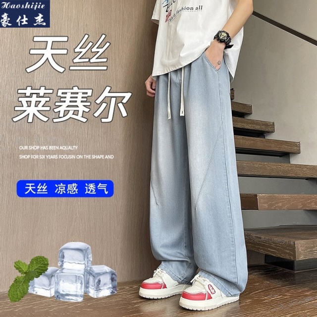 13589061.《简约时尚》夏季薄款尔天丝牛仔裤男天丝冰丝裤子