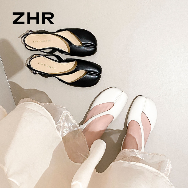 13676756.【ZHR则则】后空凉鞋圆头搭扣平底女鞋[PU]