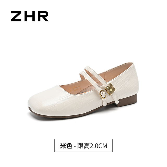 13591135.【ZHR则则】平底玛丽珍鞋方头套脚平底女鞋[羊皮软垫]