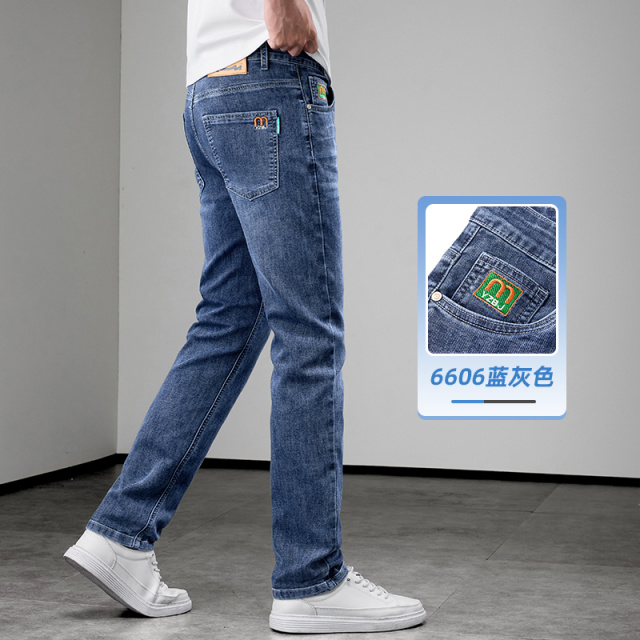 13594861.天丝牛仔裤男士夏季薄款美式休闲裤子男款青少年潮牌修身直筒长裤