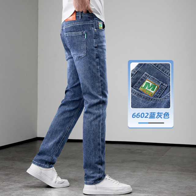 13594852.天丝牛仔裤男士夏季薄款美式休闲裤子男款青少年潮牌宽松直筒长裤