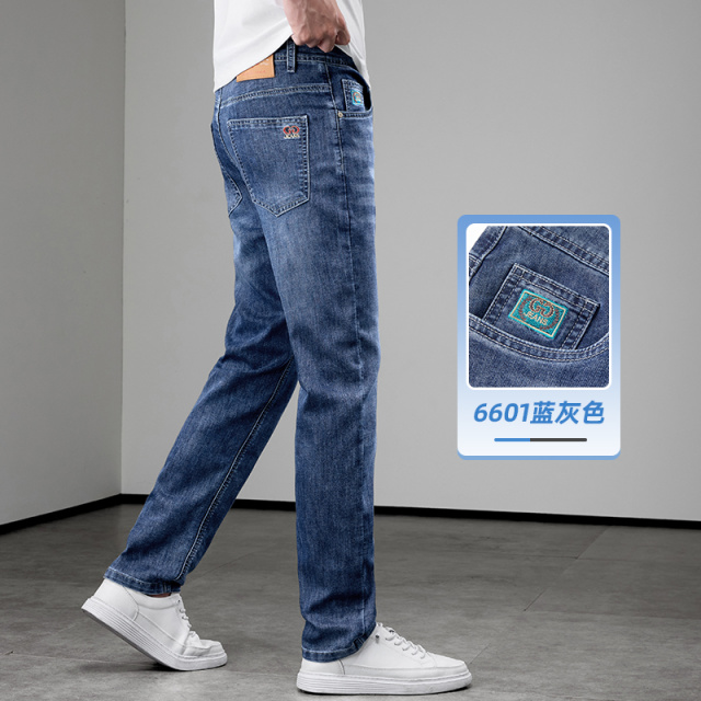 13594866.夏季超薄莱赛尔天丝牛仔裤男士新款弹力百搭直筒修身休闲长裤子