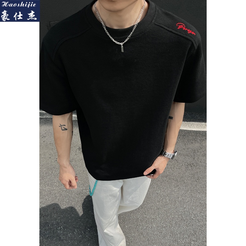 13598143.《简约时尚》夏季新款百搭休闲潮流舒适刺绣短袖T恤