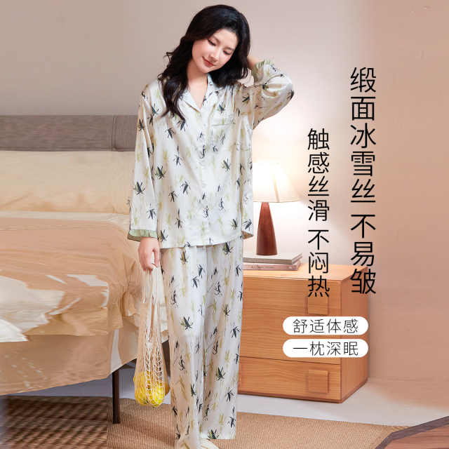 13600250.钜惠出清【国风新中式】冰雪丝缎面睡衣女士家居服空调房轻薄透气
