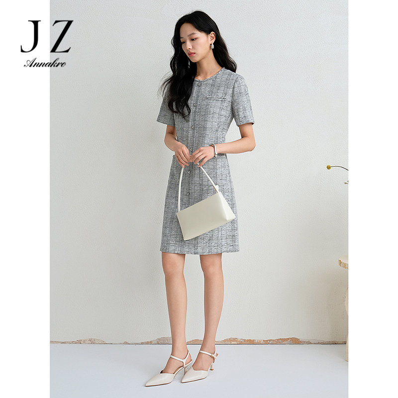 13600730.JUZUI玖姿优雅通勤香风直筒连衣裙女夏季新款JWFX50060071