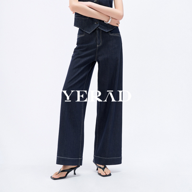 13599037.【娅丽达】软垂九分牛仔阔腿裤女轻薄舒适百搭牛仔裤女裤早秋款