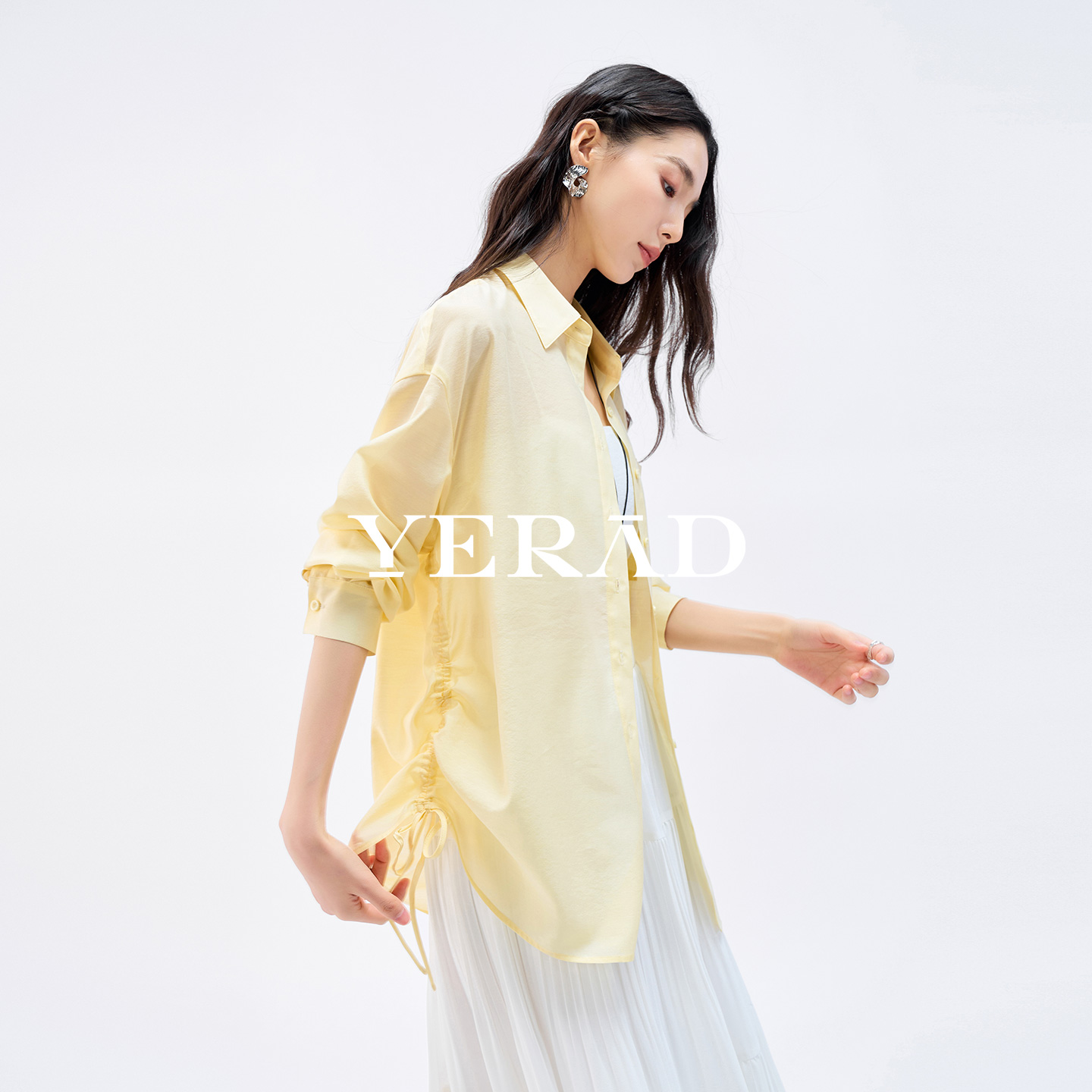 13599031.【娅丽达】轻薄凉爽·桑蚕丝混纺遮阳长袖衬衫女款通勤衬衣女