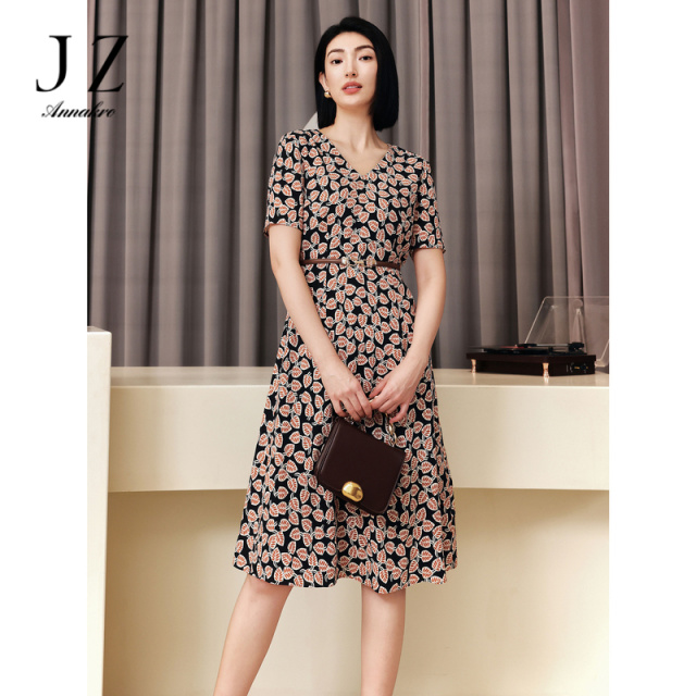 13598472.商场同款JZ玖姿浪漫印花轻盈飘逸连衣裙女夏季新款JWEX50029