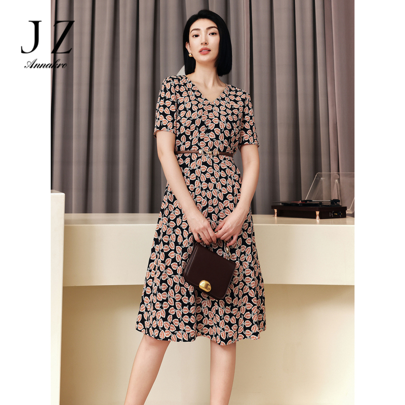 13598472.商场同款JZ玖姿浪漫印花轻盈飘逸连衣裙女夏季新款JWEX50029