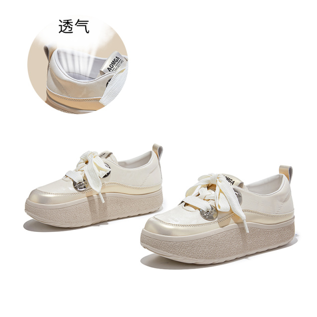 13600832.墨斯本真皮垫厚底芭蕾风板鞋女新款潮流时尚舒适轻便运动百搭休闲女鞋12830
