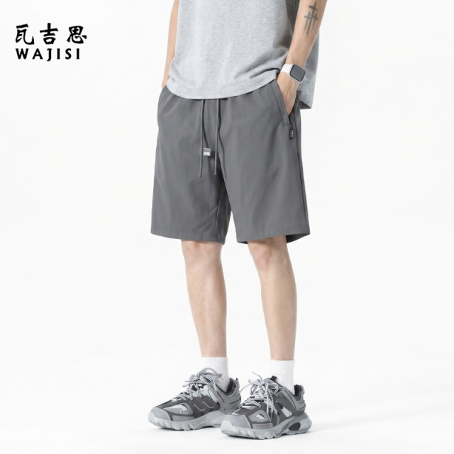 13601088.男款冰丝运动五分裤子夏季薄款外穿凉感速干透气宽松休闲短裤