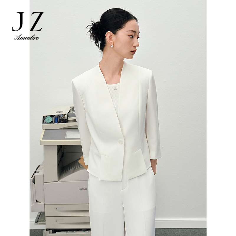 13603636.JUZUI玖姿气质职场通勤九分袖西装外套女夏季新款JWFX40205