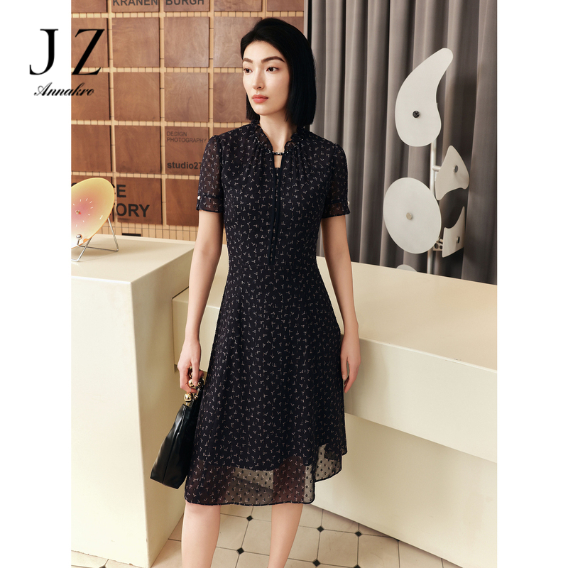 13602554.商场同款JZ玖姿烧花印花洋装连衣裙女装夏季新款JWEX50067