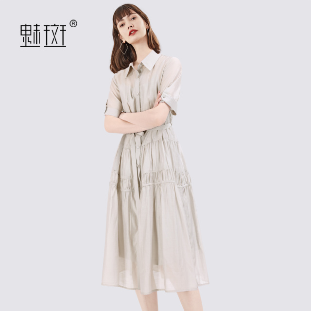 13603179.魅斑衬衫连衣裙中长款裙子