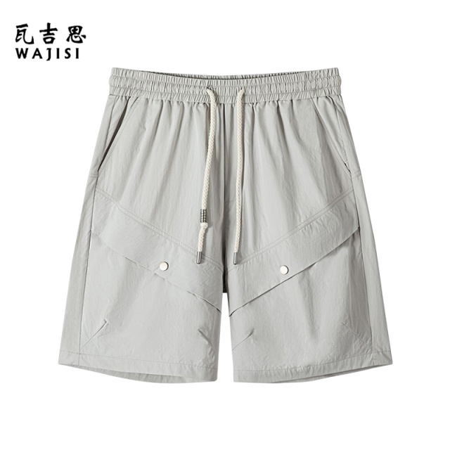 13601014.夏季新款短裤男时尚休闲透气直筒裤青年百搭5分裤松紧裤男