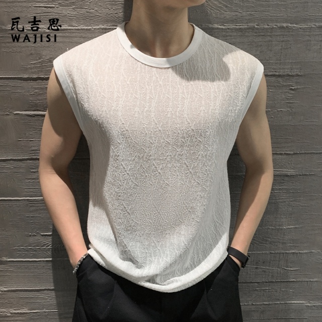 13601016.韩版合身肌理感背心夏季新款男士运动宽松打底无袖t恤坎肩汗衫