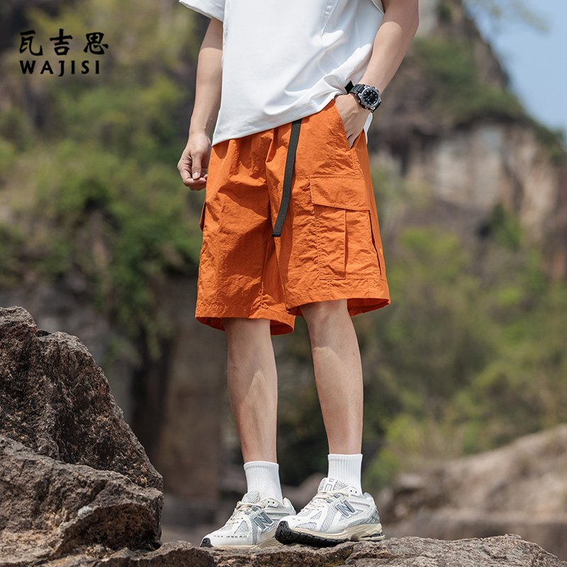 13601073.户外运动机能多口袋工装短裤男女夏季轻薄透气宽松直筒沙滩五分裤