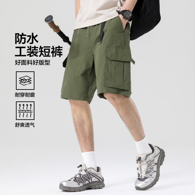 13612823.【防水工装】户外运动防水工装多袋宽松男式休闲短裤