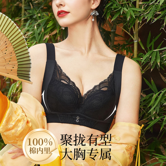 13611960.记忆钢圈性感蕾丝夹棉杯文胸内衣聚拢防下垂外扩收副乳上托调整型