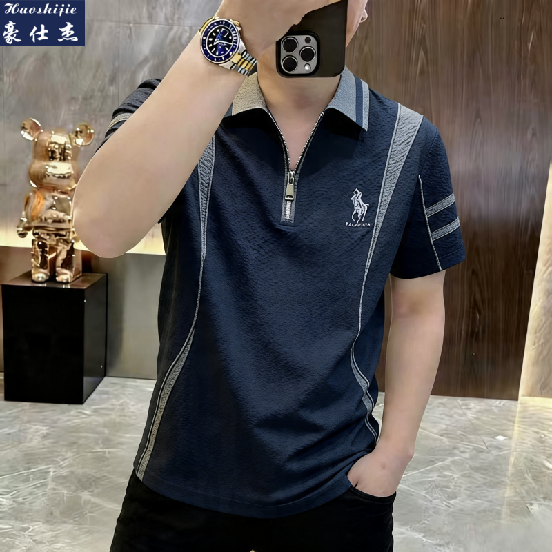 13603993.《休闲潮流》夏季新款男士短袖T恤潮流百搭休闲舒适POLO衫