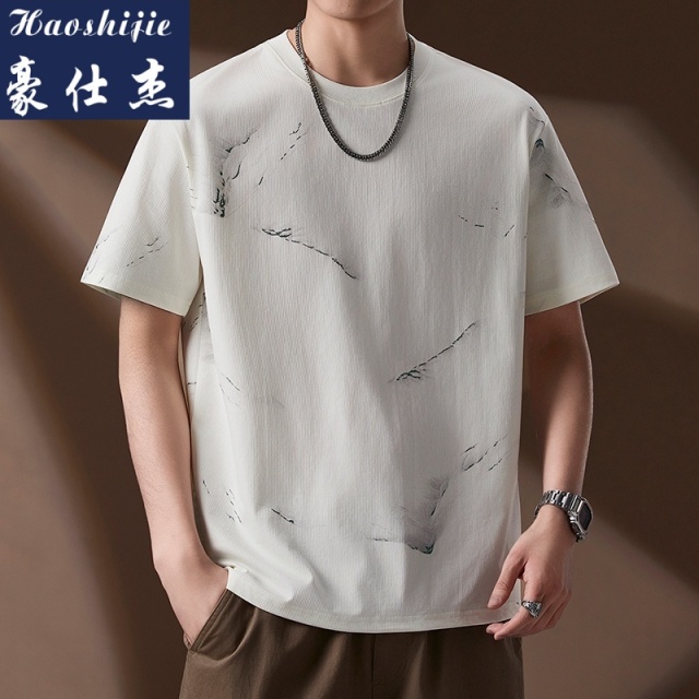13613086.《百搭潮流》夏季新款青年短袖T恤潮流休闲短袖T恤