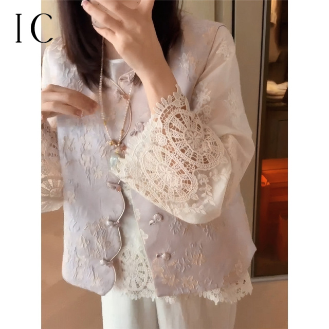 13618500.如意开花韵味提花马甲
