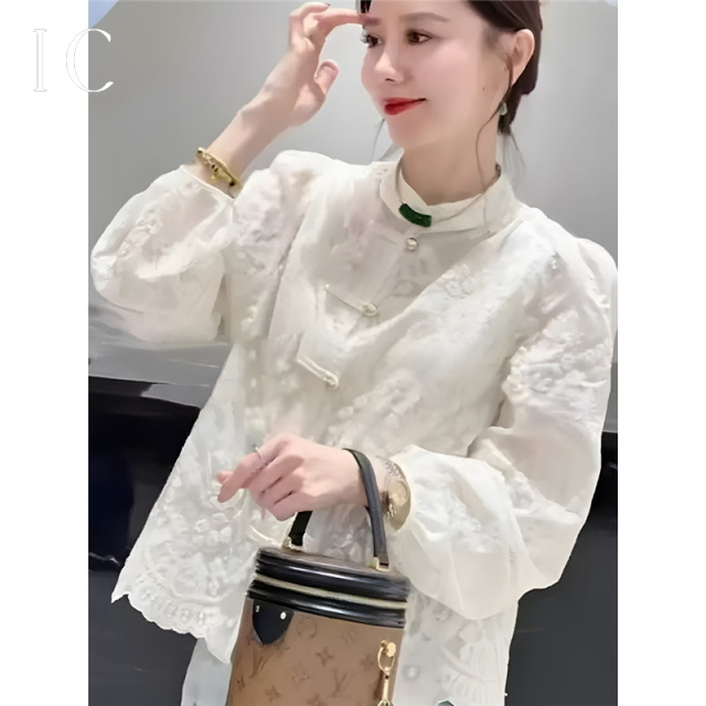 13618524.简约优雅国风蕾丝小衫