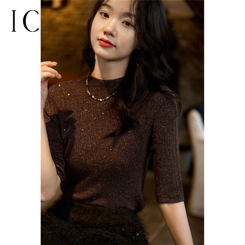 13618489.修身五分袖柔软针织衫